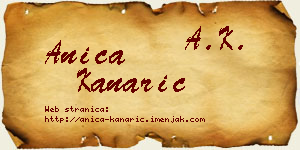 Anica Kanarić vizit kartica